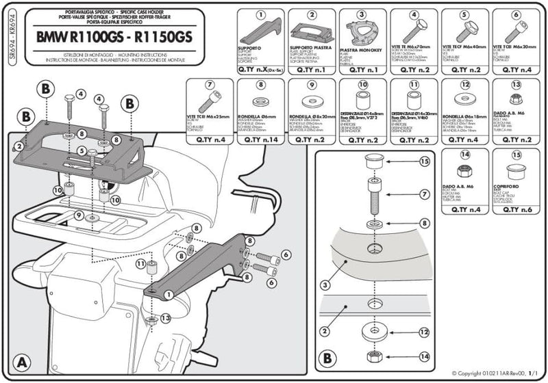 Givi SR694 Topcase Träger Monokey Koffer