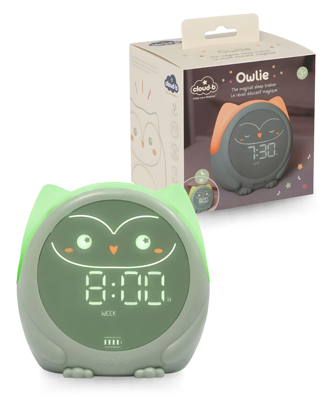 Cloud b Owlie Der Magische Schlaftrainer und Wecker | Schlaftrainings-Uhr für Kinder | 3 Lichtmodi |
