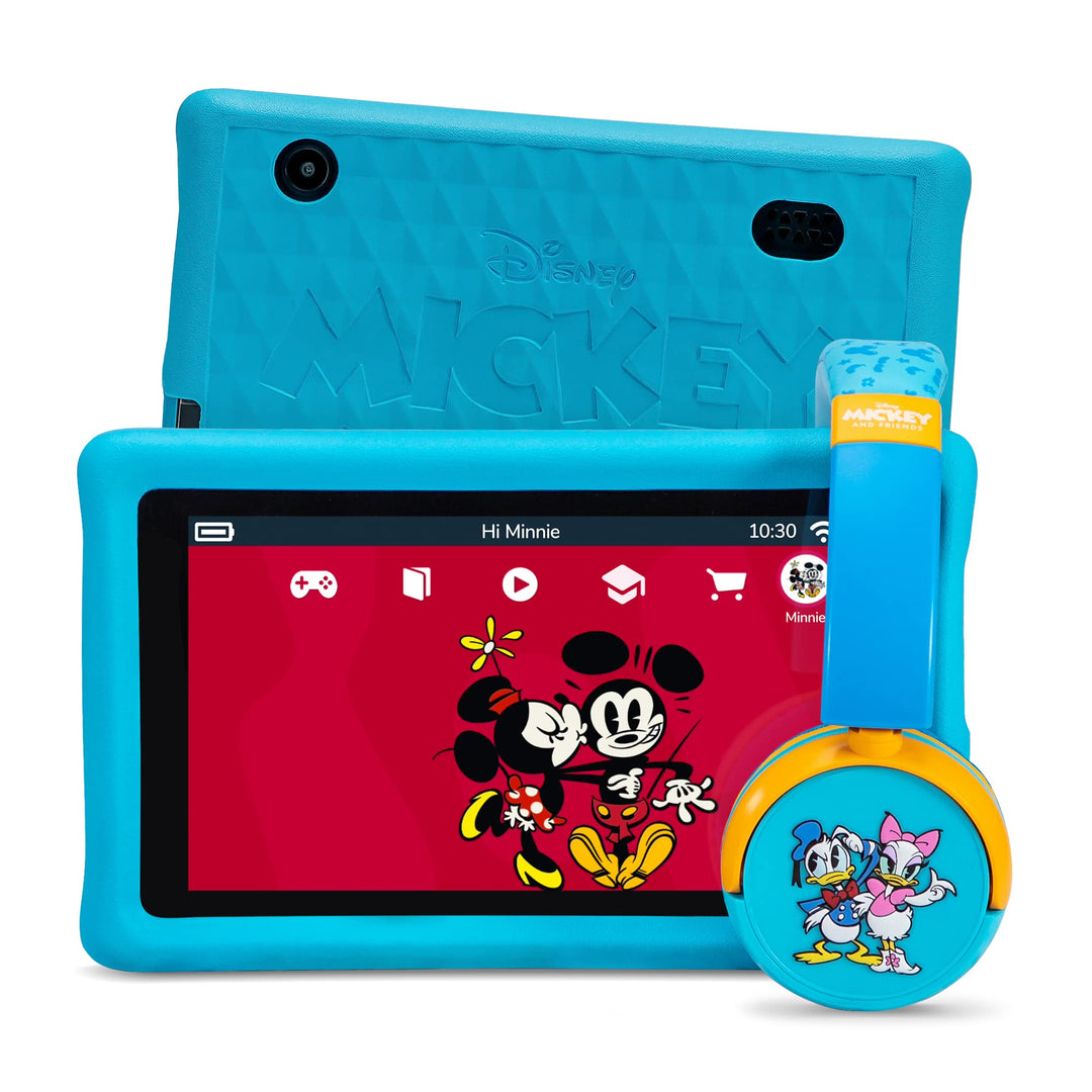 Disney Mickey & Friends Bundle - 7" Pebble Gear Kids Tablet mit Bumper & Kopfhörer, elterliche Kontr