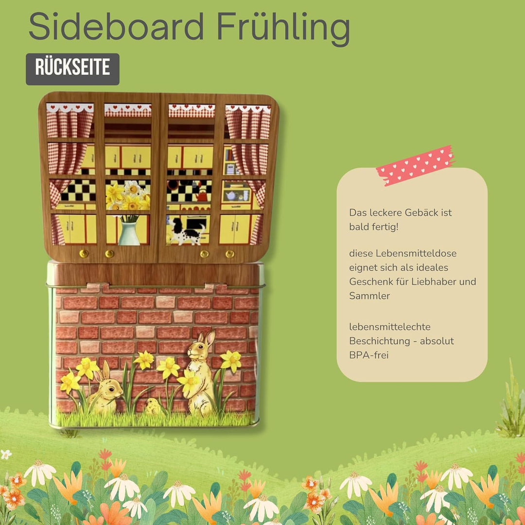 Sideboard Ostern - die aufklappbare Rückwand gibt der Dose eine sehr dekorative und zusätzliche Dime