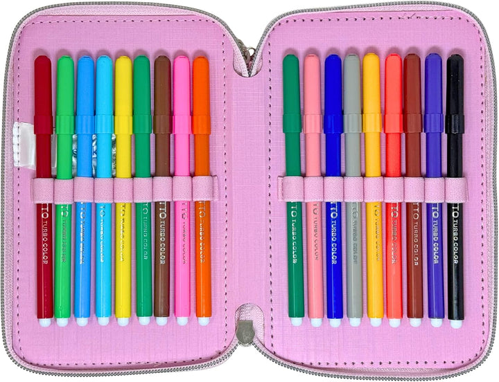 3-Fach Federmäppchen Gefüllt Mädchen (6-10 Jahre) für Hello Kitty Fan – 3D-Effekt Federtasche Schule