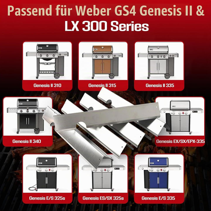5er Edelstahl Aromaschiene für W-e-b-e-r Genesis II/LX 300 Serie,Flavorizer Bars Ersatz für W-e-b-e-
