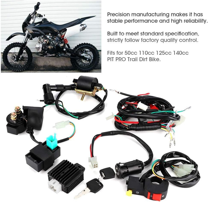 Motorstartkabelbaum,110cc wiring harness kompletter Kickstart-Motorkabelbaumsatz für modifizierte 11