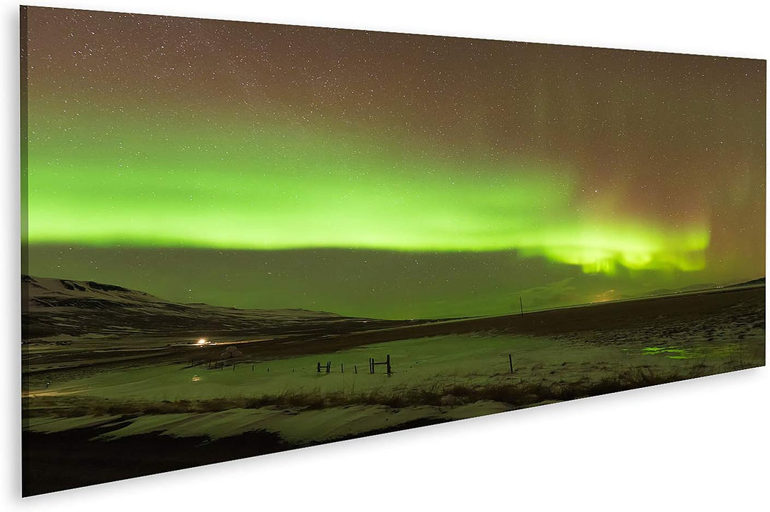 islandburner Bild auf Leinwand Nordlicht Aurora Borealis Klarer Himmel Nacht Island Natürliches Land