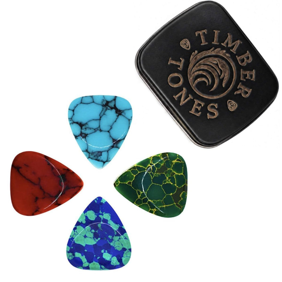 Stone Tones Plektren, 4er-Pack mit 4 verschiedenen Designs