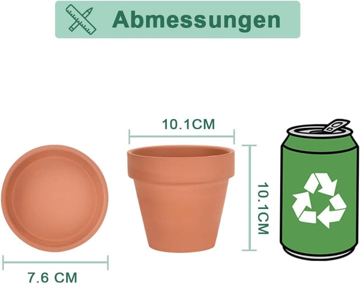 vensovo 10cm Terrakotta-Töpfe mit Untertasse - 6er-Pack Tonblumentöpfe mit Drainage, ideal für Pflan