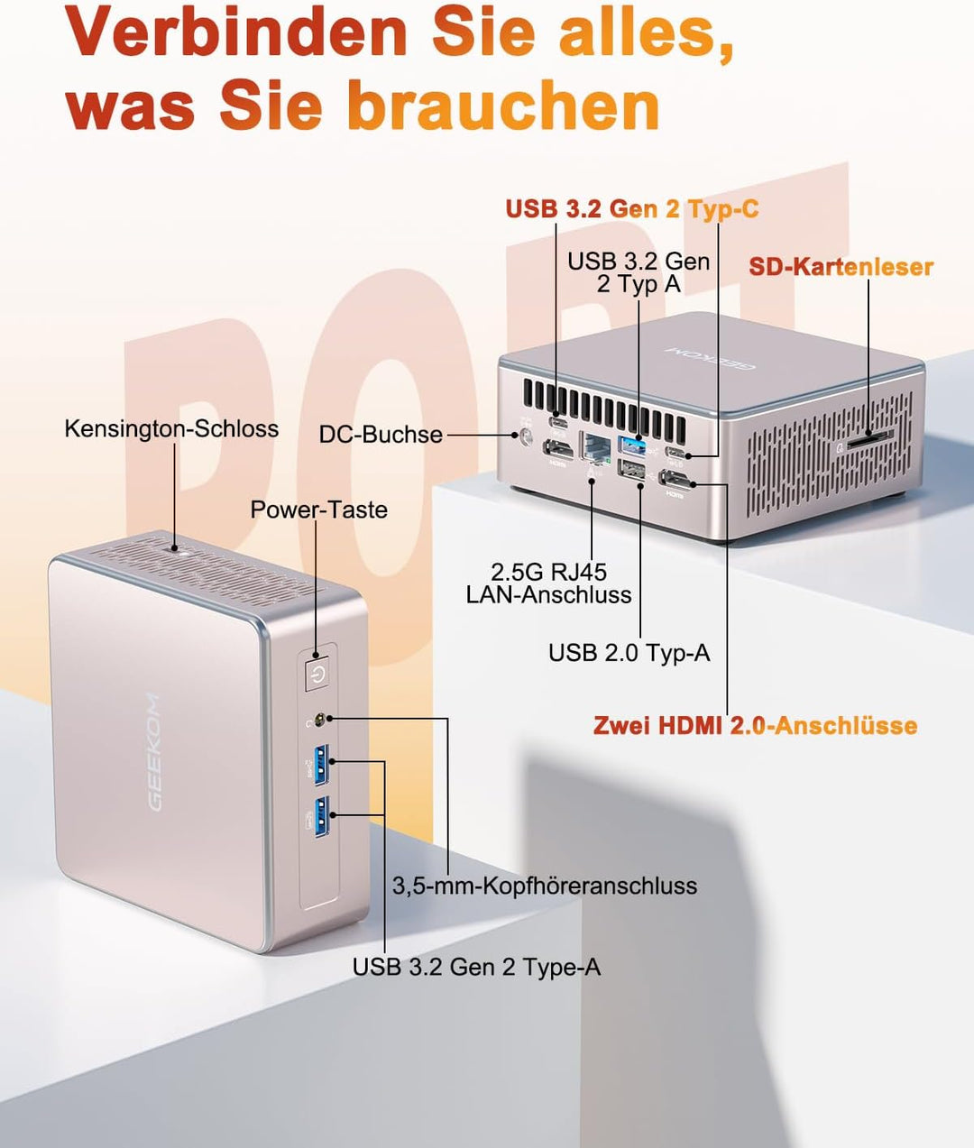 GEEKOM Mini PC A5 2025 Edition mit AMD Ryzen 5 7430U,16GB RAM 1TB SSD, Windows 11 Pro, Ultra-leiser