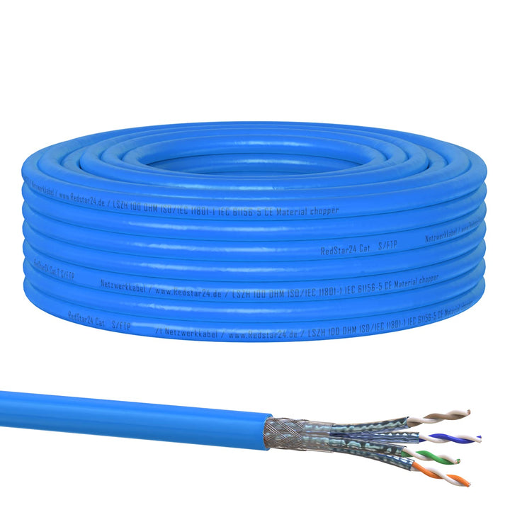 Redstar24 30m CAT 8 Verlegekabel Netzwerkkabel CAT8.1 LAN Halogenfrei Installationskabel CAT8 Kabel