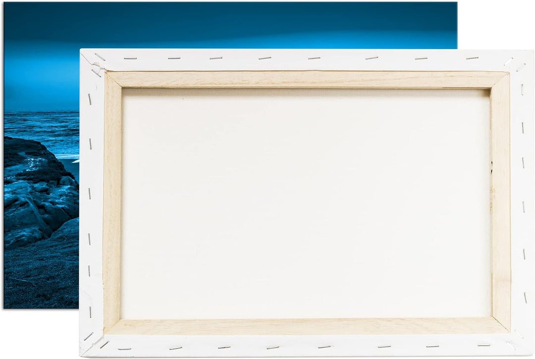 deyoli tropische Hütte am Strand Format: 80x60 Effekt: Monocrome Blau als Leinwand, Motiv fertig ger