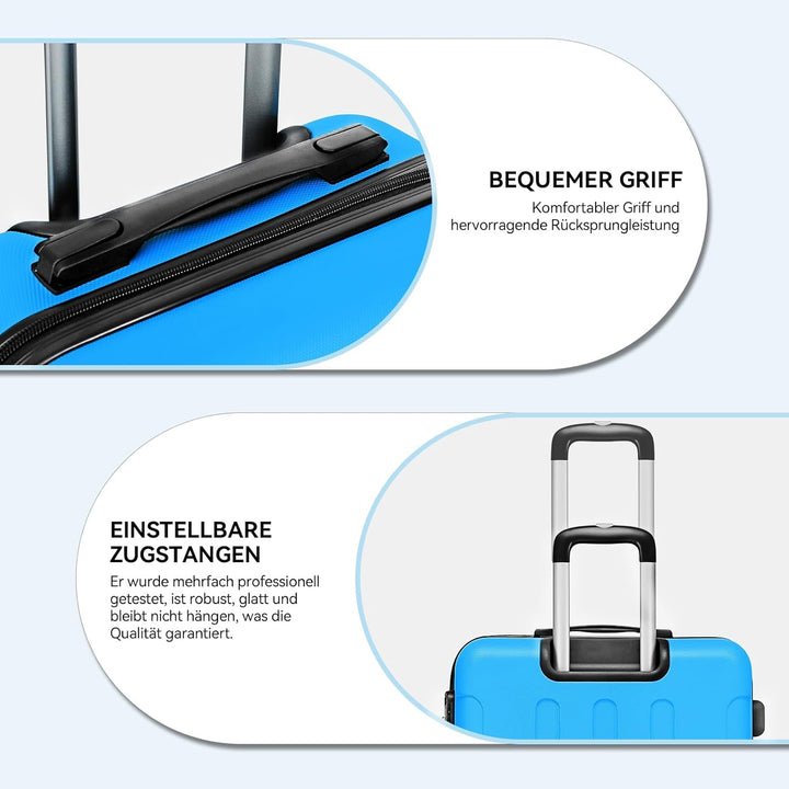 BEIBYE Hartschalen-Koffer Trolley Rollkoffer Reisekoffer Handgepäck 4 Rollen (M-L-XL-Set) (Turquoise
