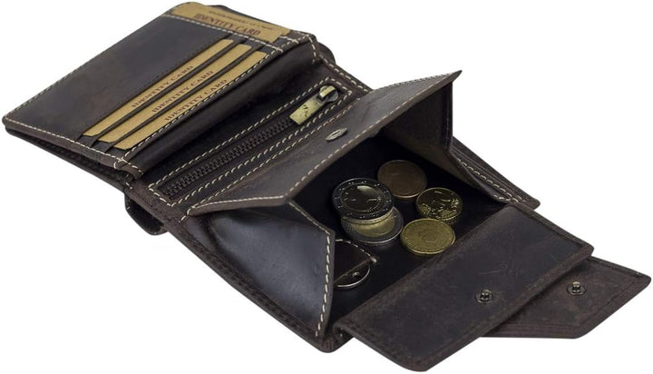 LEAS Herren und Damen Geldbörse mit Verschluss Geschenkbox Echt-Leder, braun Vintage-Collection