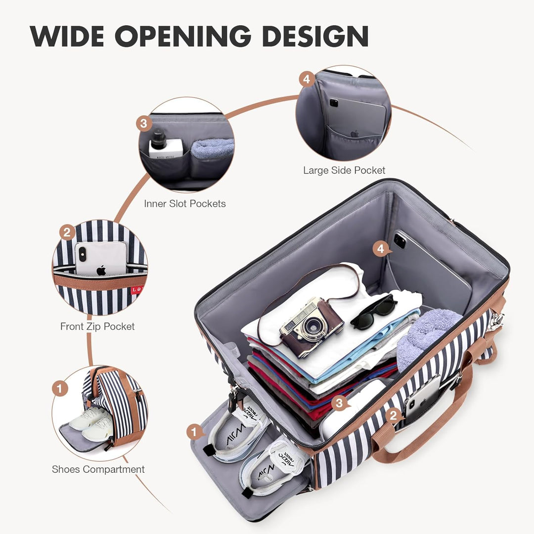 Lekesky Kleine Reisetasche Weekender Damen, Sporttasche mit Schuhfach, Grosses Öffnungsdesign, 33L f