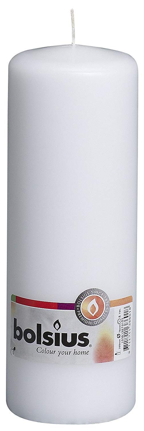 Bolsius Glatte Stumpenkerzen - Weiss - Set 8 Stück - Dekorative Haushaltkerzen - Länge Brenndauer 75