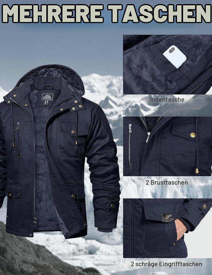 MAGCOMSEN Winterjacke Herren Warm Gefüttert Jacke Fleece Winterparka Winddicht Outdoor Übergangsjack