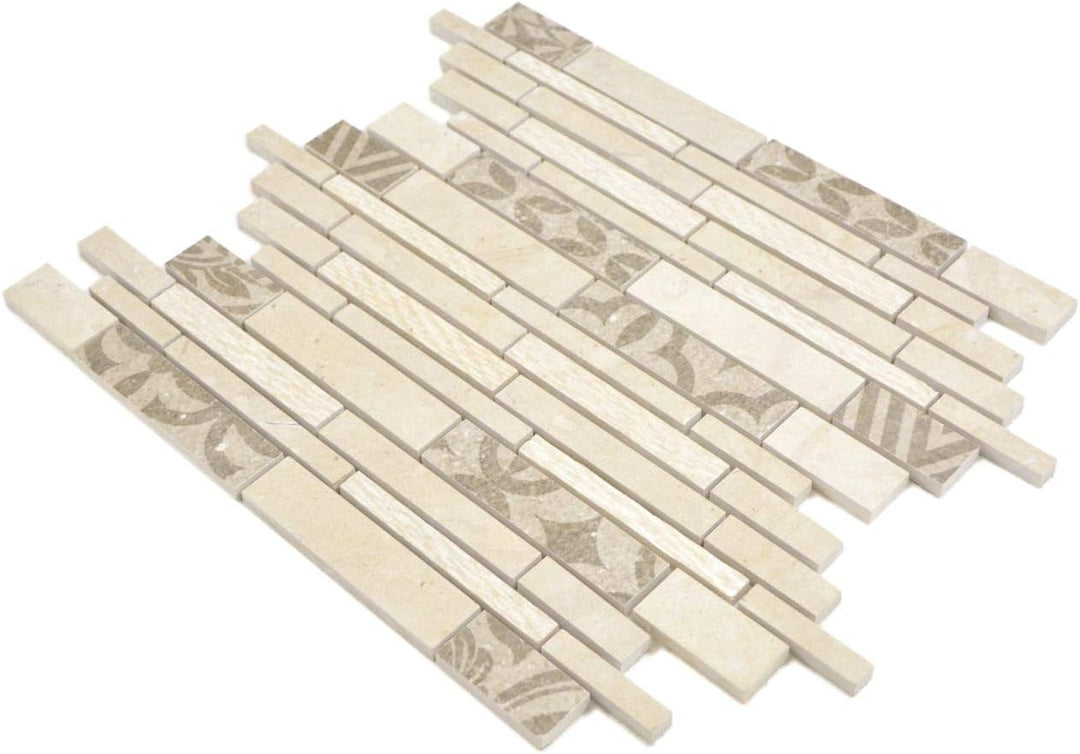 Mosaik Fliese Verbund Marmor/Keramik mix beige für WAND BAD WC KÜCHE Wandverblender Fliesenspiegel V