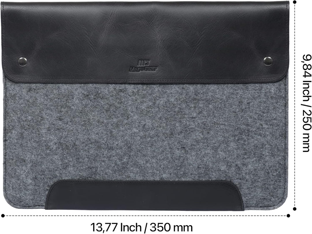 MegaGear MacBook-Tasche aus echtem Leder und Fleece, Laptop-Hülle für MacBook Pro und MacBook Air Hü