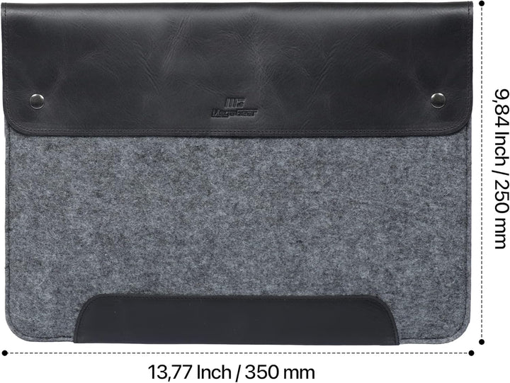 MegaGear MacBook-Tasche aus echtem Leder und Fleece, Laptop-Hülle für MacBook Pro und MacBook Air Hü
