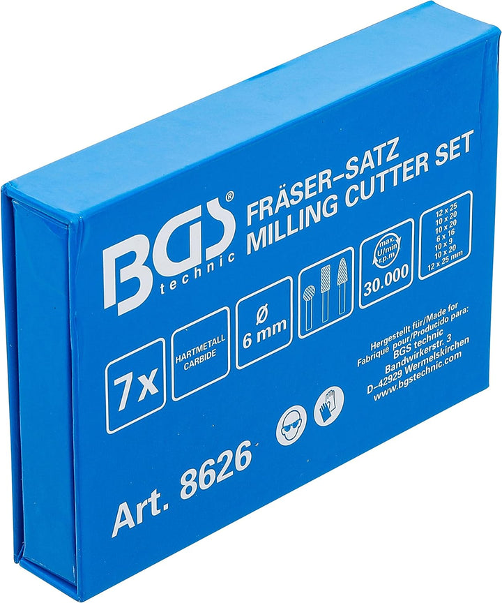 BGS 8626 | HSS-Fräser-Satz | 7-tlg. | 6 mm Schaft | Frässtift | Raspel | Set | für Bohr- und Fräsmas