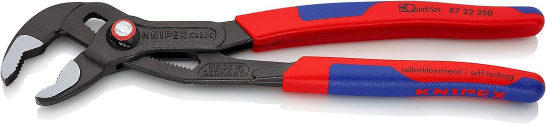 KNIPEX Cobra QuickSet Hightech-Wasserpumpenzange mit schlanken Mehrkomponenten-Hüllen grau atramenti