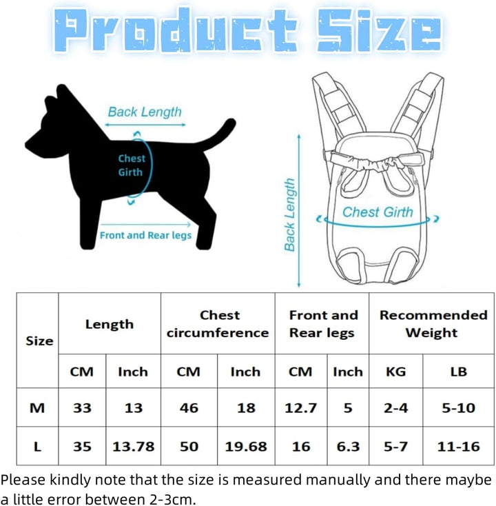 Hundeträger Rucksack, Beine vorne, verstellbarer Brustträger, Freisprecher Rucksack-Beutel mit Schwa