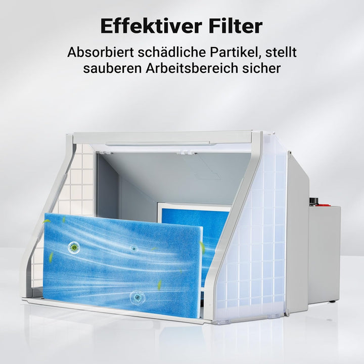 Wiltec Absauganlage 9m³/min mit LED-Beleuchtung, Drehregler und Doppellüfter, regulierbar