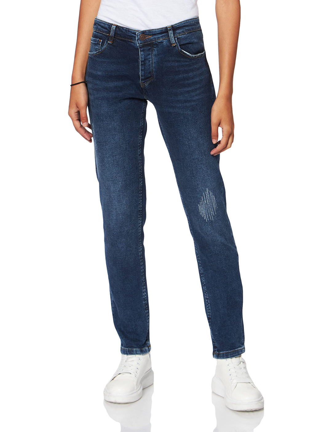 Cross Jeans Damen Gwen Boyfriend Jeans, Blau (Dark Mid Blue 058), W25 (Herstellergrösse: 25/30)