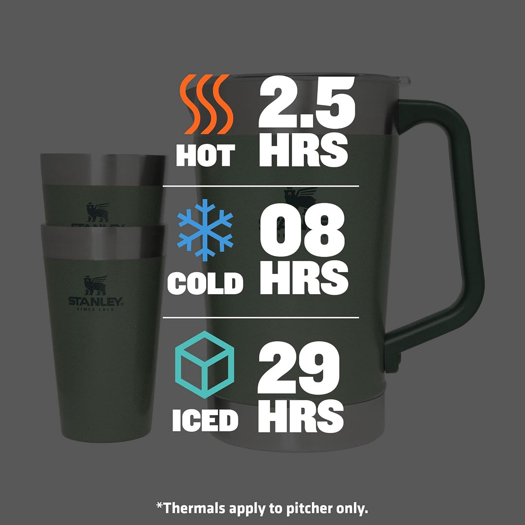 Stanley Stay-Chill Classic Pitcher Set 64OZ / 1.9L + 4 x 16OZ / .47L Schwarz, 64OZ / 1.9L + 4 x 16OZ