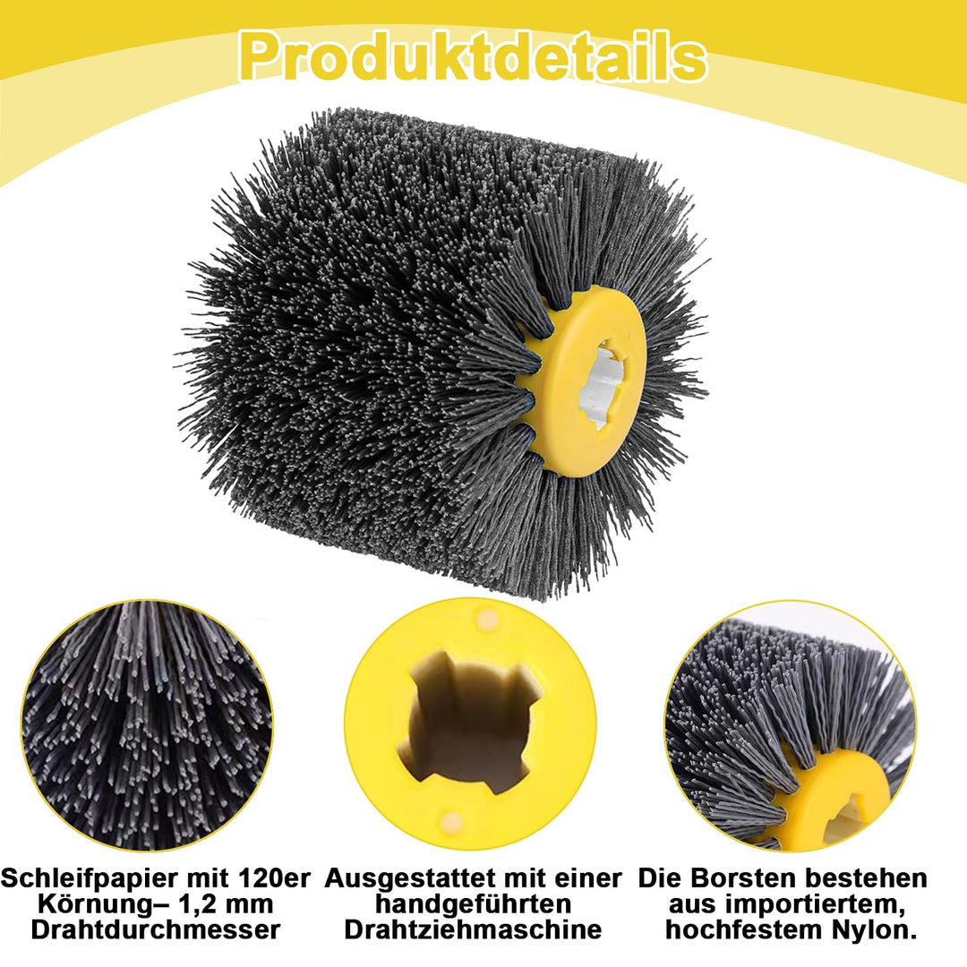 Schleifnylon-Drahtziehrad-Trommelbürsten – 120 Korn 120x100mm Polierwerkzeug | Bürste für Holzmöbel