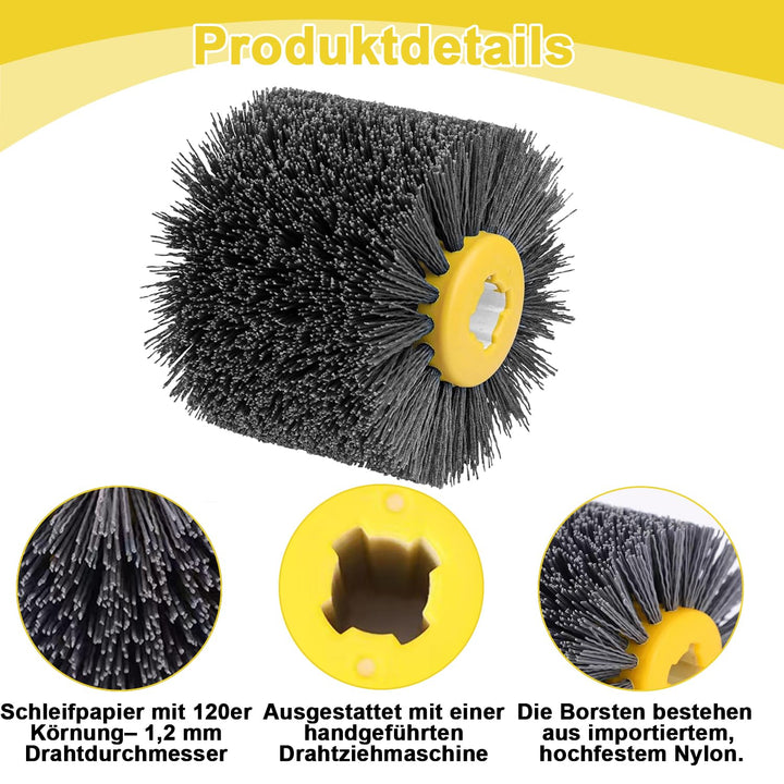 Schleifnylon-Drahtziehrad-Trommelbürsten – 120 Korn 120x100mm Polierwerkzeug | Bürste für Holzmöbel