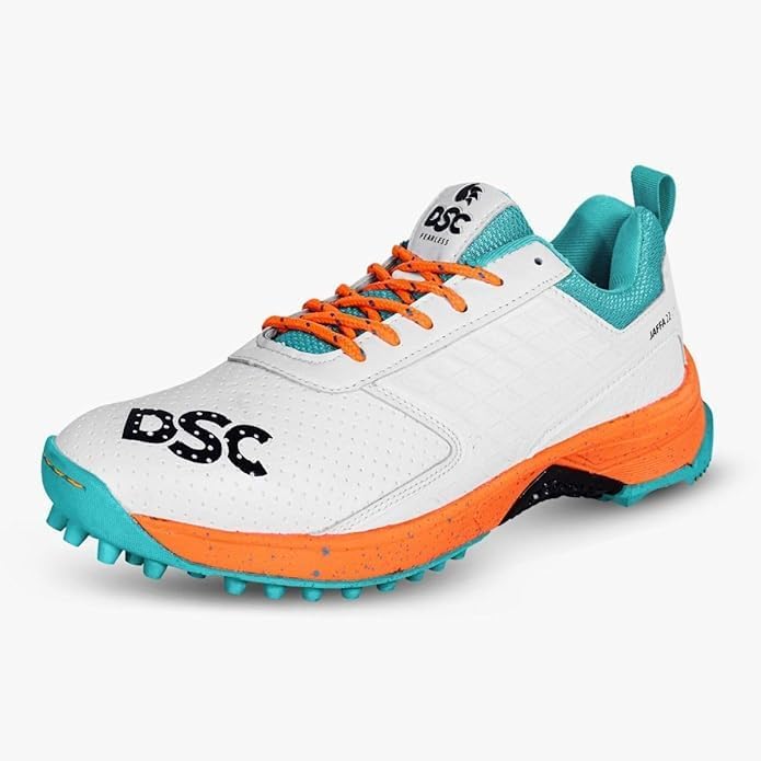 DSC Jaffa 22 Cricketschuhe für Jungen und Herren, leicht und geprägtes Design 42 EU White Orange, 42