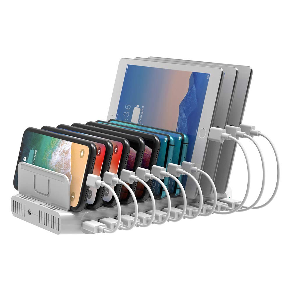 Unitek 96W 10 Port USB Ladestation, USB Multi Mobile Ladestation mehrere Geräte mit Smart IC und Ein