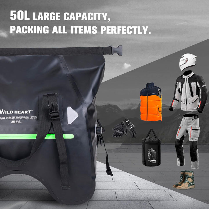 WILD HEART Motorrad-Rücksitztasche U-förmige wasserdichte Hecktasche 50L Motorradausrüstung Lokomoti