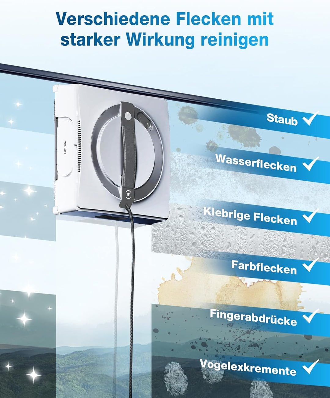 ECOVACS WINBOT W2 Omni Fensterputzroboter mit 6-in-1 Multifunktionsstation, integrierter 4500mAh Akk