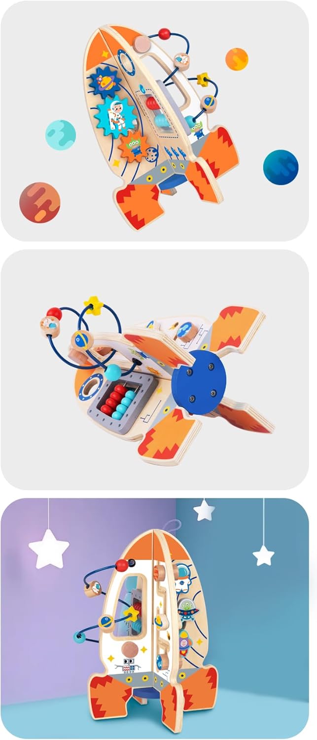 Tooky Toy Aktivitätsrakete aus Holz