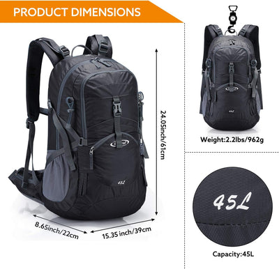 G4Free 45L Wanderrucksäcke mit Regenschutz Wasserdicht Trekkingrucksack Reiserucksack Outdoor Campin