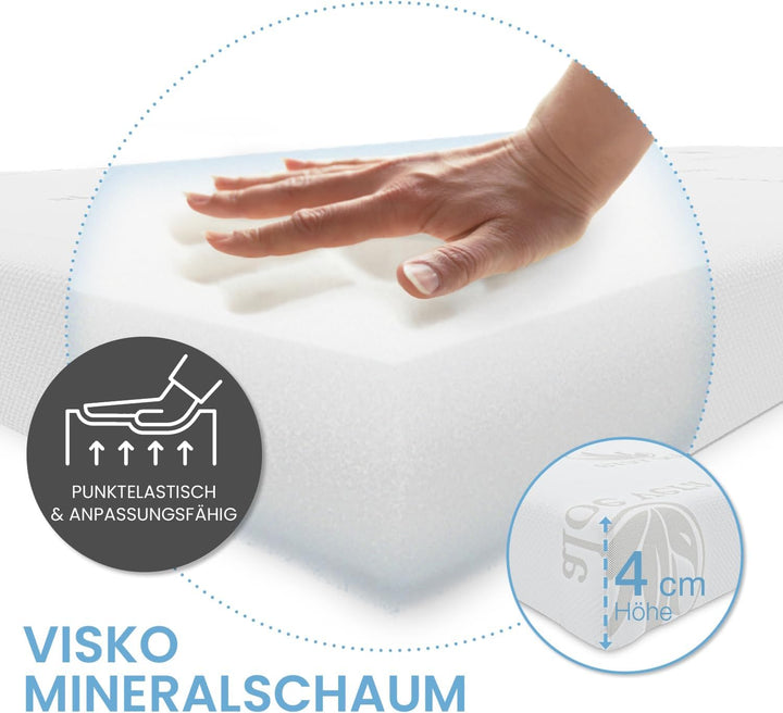 ELONEO Viscoelastischer Matratzen Topper 90x190cm, Matratzentopper mit Memory Foam Effekt, 4 cm Höhe