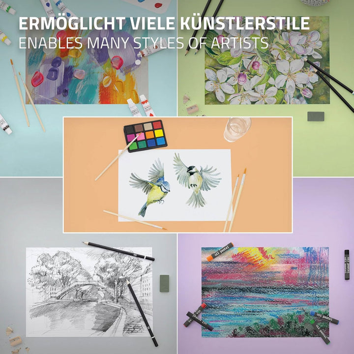 ECD Germany Malset Koffer 85-teilig, Künstlerset Maler, inkl. 3 Zeichenblock, Acrylpad & Zubehör, Ma