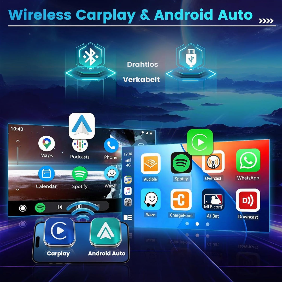 Hikity Android15 8 Core/6+128G/DSP Autoradio 1 DIN mit Wireless CarPlay Android Auto, 7 Zoll Einzieh