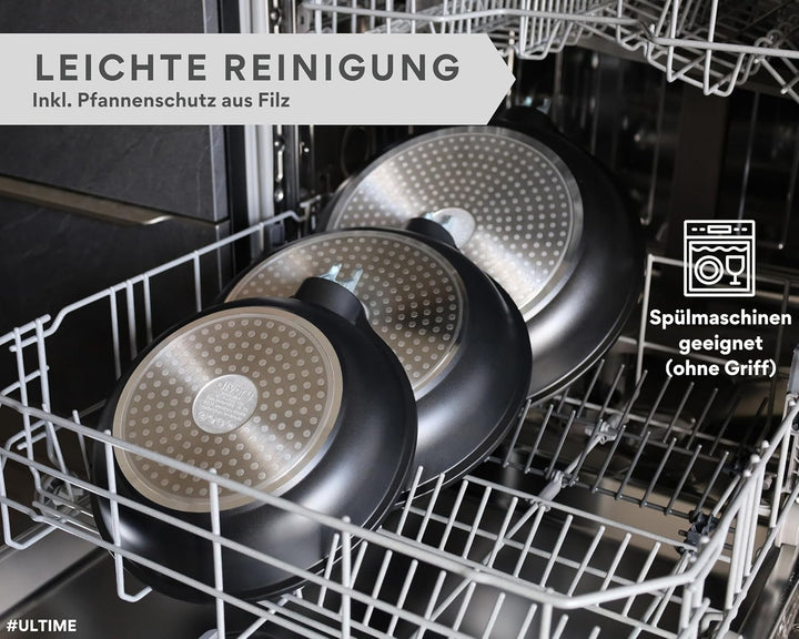 DIVORY Wokpfanne 30 cm mit Deckel - abnehmbarer Griff, induktionsgeeignet, Antihaftbeschichtung, Ind