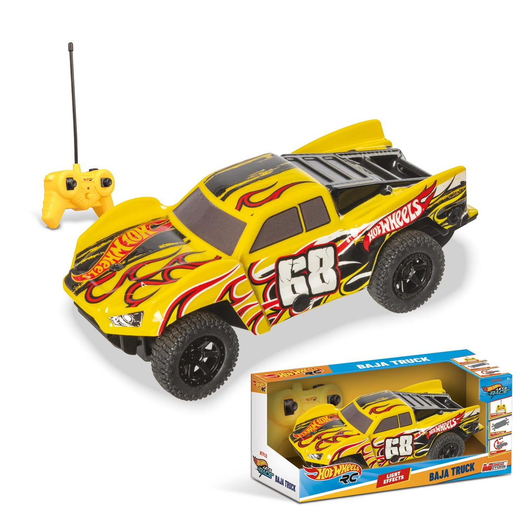 Mondo Motors Hot Wheels Baja Truck 1:24 Modell, bis zu 8 km/h, Spielzeugauto für Kinder 63823, Gelb