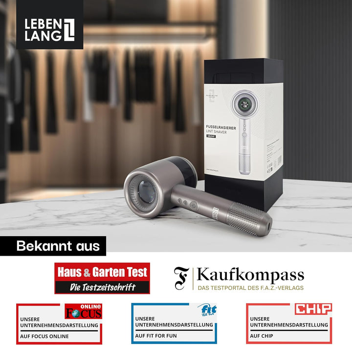 LEBENLANG Premium Fusselrasierer Elektrisch 4000mAh - Inkl. LED Display & Taschenlampe I 5 Modi & 3,
