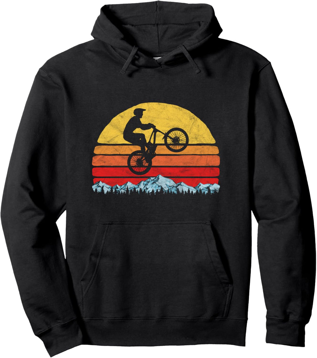 Vintage Mountain Bike, Rocky Mountains & Sun MTB 80s Vibe Pullover Hoodie