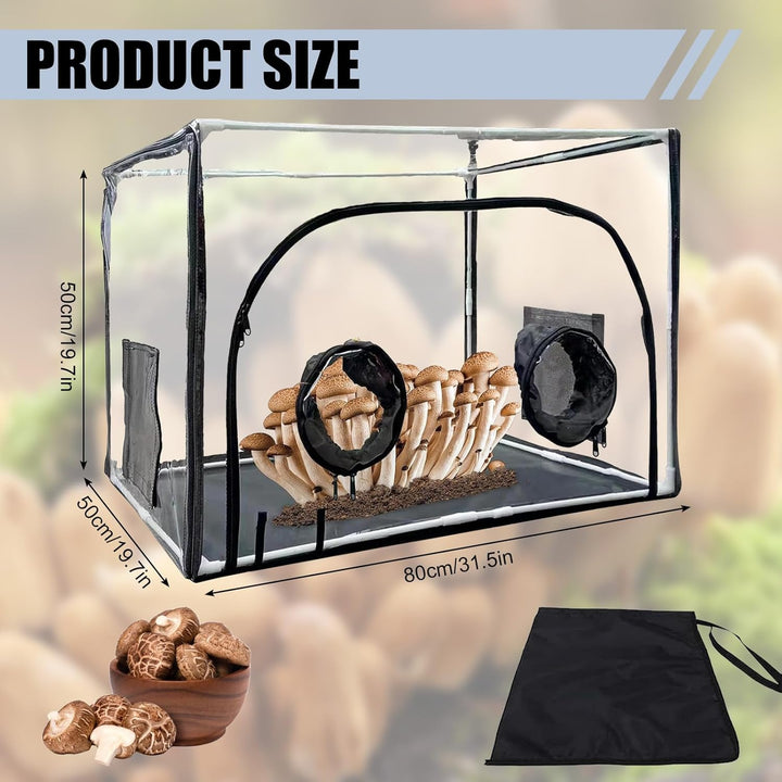 Still Air Box,Tragbares Mushroom Grow Kit, PVC Pilz-Wachstums-Set mit 2 Arm Ports, Faltbare Pilzzuch