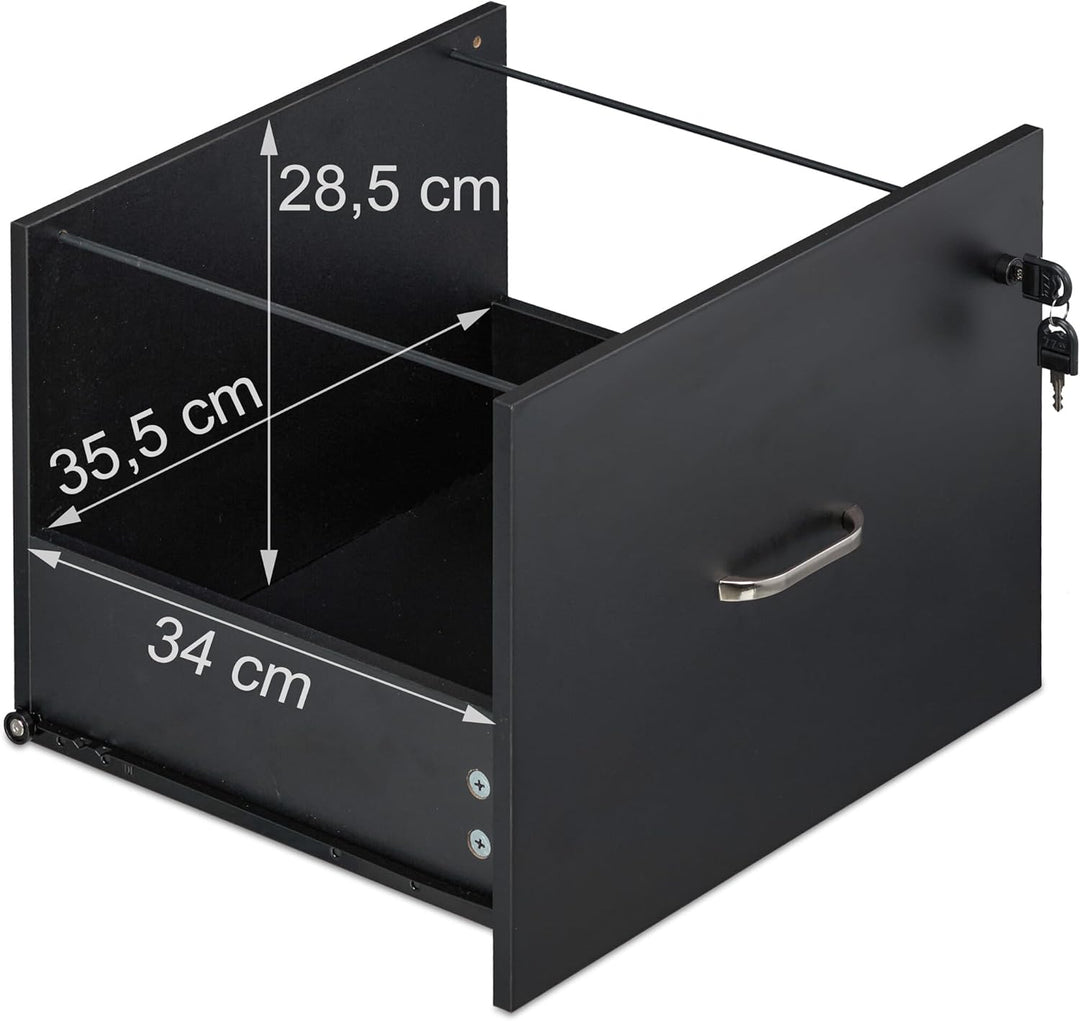 Relaxdays Rollcontainer, 2 Schubladen mit Hängeregister, HxBxT: 72 x 43 x 46 cm, abschliessbarer Akt