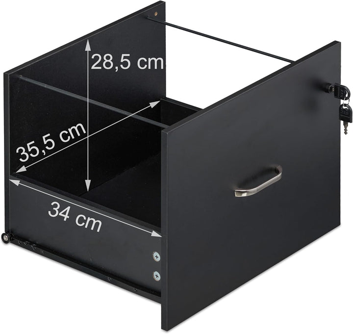 Relaxdays Rollcontainer, 2 Schubladen mit Hängeregister, HxBxT: 72 x 43 x 46 cm, abschliessbarer Akt