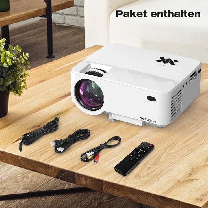 TOPVISION Mini Beamer mit Screen Mirroring, 7000 Lumen Heimkino Beamer Full HD 1080P Video Beamer mi