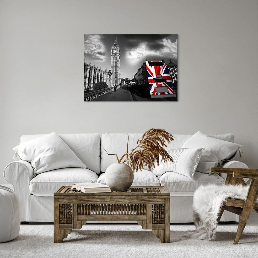 Bilder auf Leinwand Bus London Big Ben Gebäude Leinwandbild 70x50cm Wandbilder Dekoration Wohnzimmer