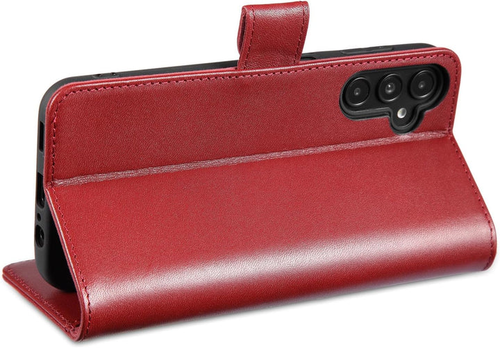 LENSUN Hülle Echtleder für Samsung Galaxy A14, Handyhülle [Echtes Leder][Magnetverschluss][RFID Bloc