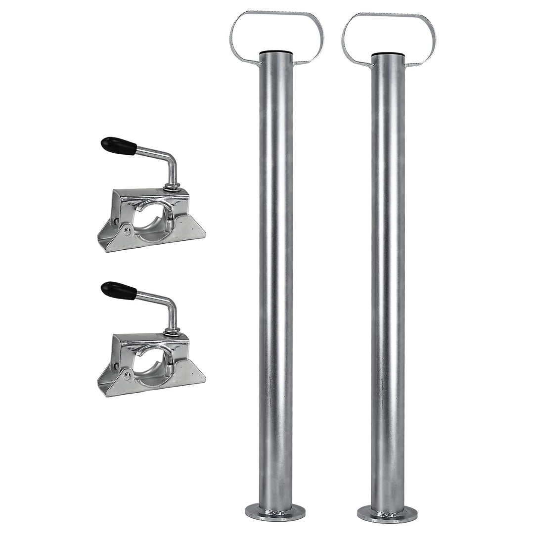 Trucky 2X Set Anhänger Stützen mit Klemmhalter Anhängerstützen 300 kg verzinkter Stahl 600 mm 60 cm