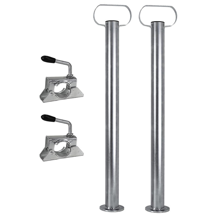 Trucky 2X Set Anhänger Stützen mit Klemmhalter Anhängerstützen 300 kg verzinkter Stahl 600 mm 60 cm